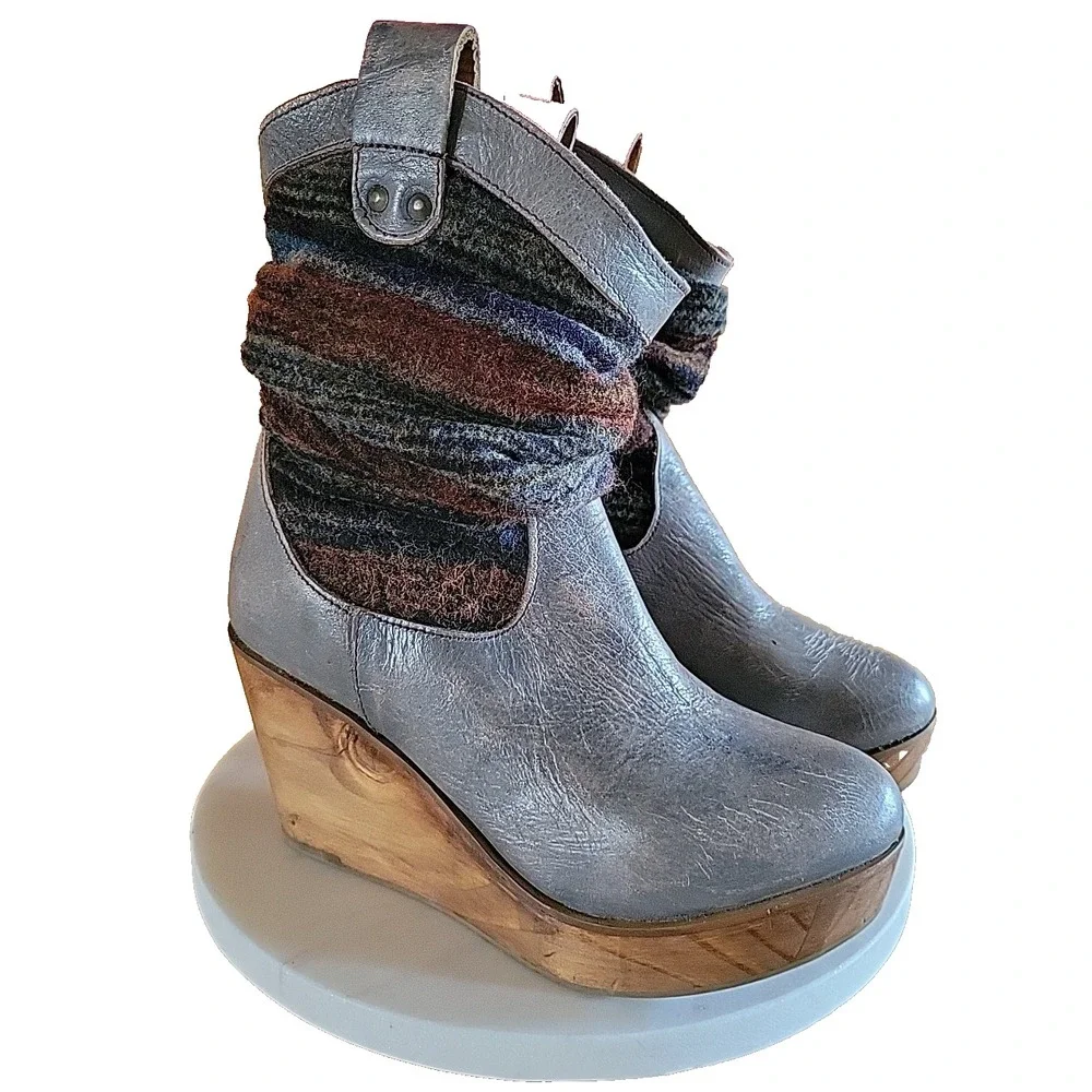 Bed Stu Bruges II Leather Wedge Slouchy Boots in the‎ 
